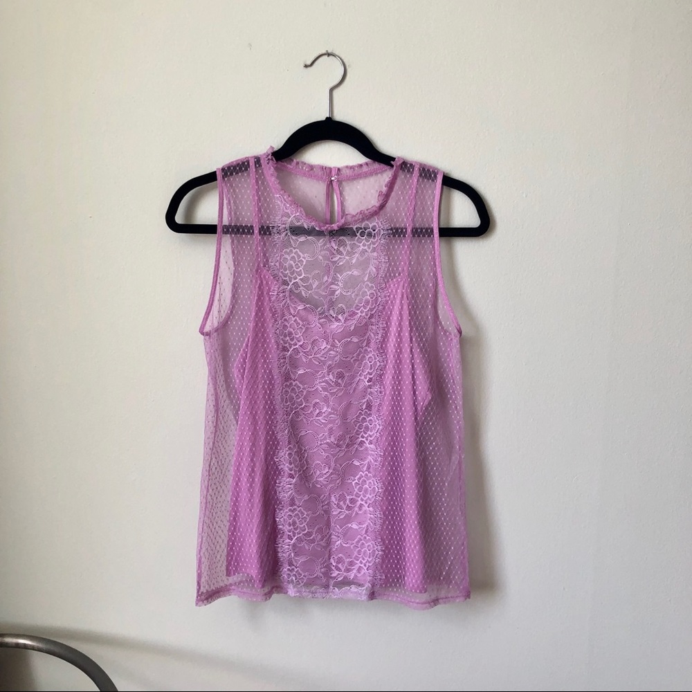 🦄 EXPRESS Lavender Lace Sleeveless Layered Top 🦄